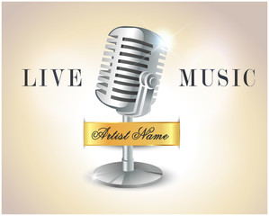live music poster with microphone - vector eps10