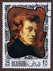 Postage stamp, a painting by Eugene Delacroix, Chopin