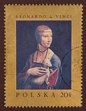 Postage stamp, Leonardo da Vinci, "Lady with an Ermine"