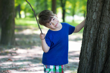 Little cute kid smile at park