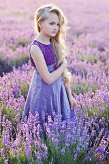Beautiful Girl in Lavender Field