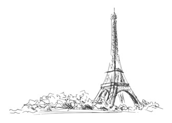 Hand sketch of the Eiffel Tower.  Vector illustration