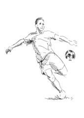 Hand sketch footballer. Vector illustration
