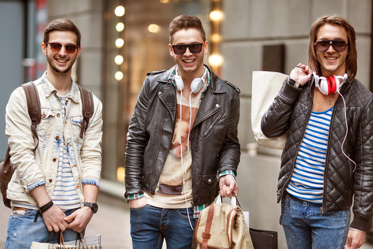 Three hipster men fashion