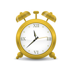Golden Alarm Clock Vector Illustration