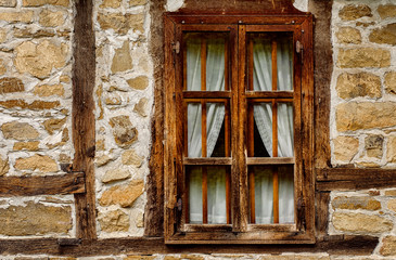 Rustic window on an old Bulgarian Renaissance house