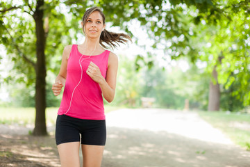 Woman running outdoors