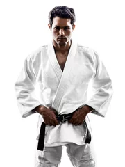Crédence de cuisine en verre imprimé Arts martiaux judoka, combattant, homme, silhouette