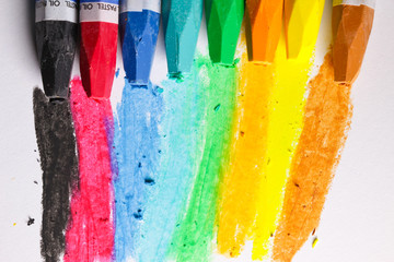 Oil Pastel Crayons on a white paper