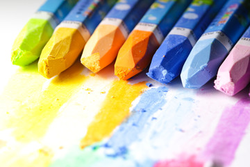 Oil Pastel Crayons on a white paper