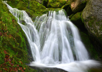 Fototapeta na wymiar Waterfall in the national park Sumava-Czech Republic