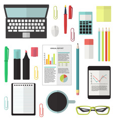 Flat office equipment isolated vector