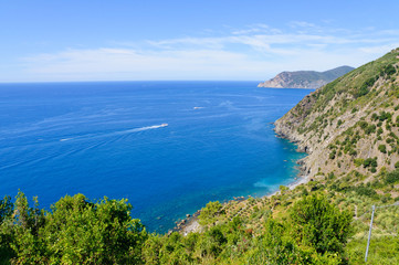 Landscape of the Italian Riviera in summer