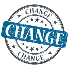 Change blue grunge textured vintage isolated stamp