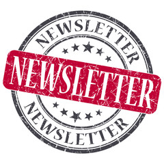 Newsletter red grunge textured vintage isolated stamp