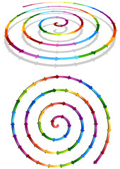 Vector format of connected colorful spiral arrows