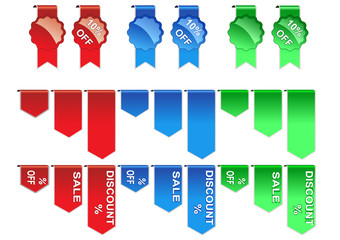 Vector format of differen colored sale and discount labels