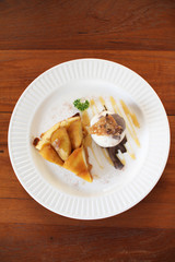 warm apple tart with  ice cream