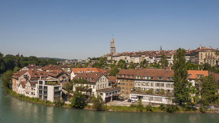 Fototapeta na wymiar Bern, historische Altstadt, Matte, Mattequartier, Aare, Schweiz