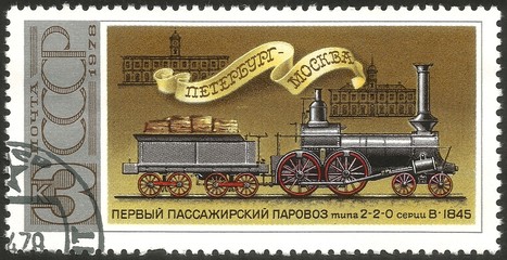 Fototapeta na wymiar The first passenger steam locomotive