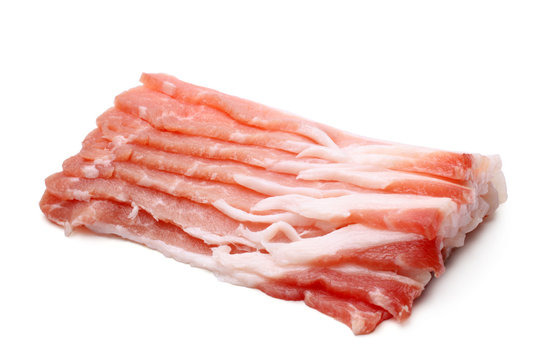 Slices of pork bacon