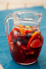 Refreshing sangria (punch) with fruits