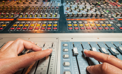 A digital mixing at recording professional studio.