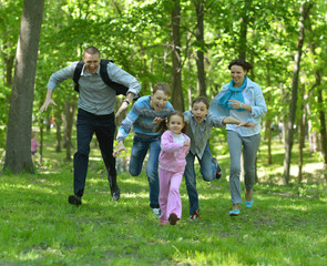 Fototapeta premium Happy family walking
