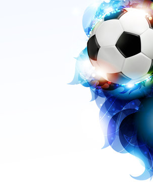 Soccer ball with abstract blue petals