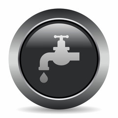 Chrome tap with a water drop icon