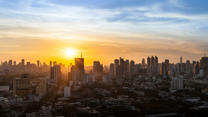 Bangkok city sunset view, Thailand