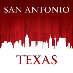 Fototapeta premium San Antonio Texas city skyline silhouette red background