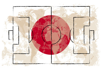 football court on Japan flag background