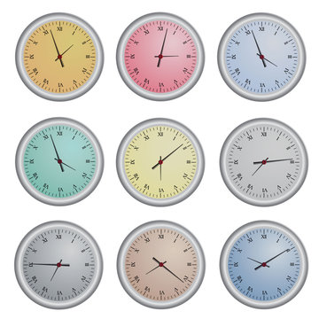Set of Clock Vector Illustration Isolate