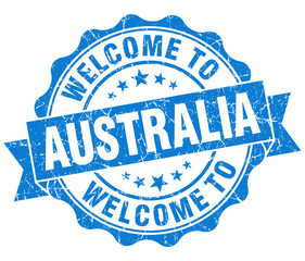 Welcome to Australia blue grungy vintage isolated seal