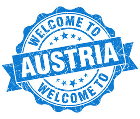 Welcome to Austria blue grungy vintage isolated seal