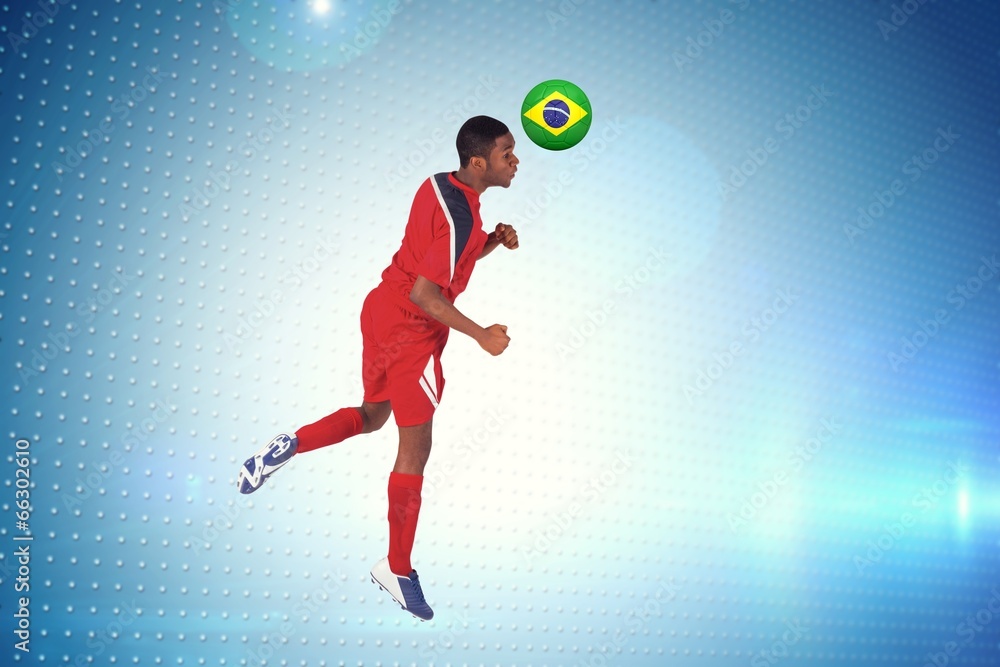 Aufkleber composite image of football player in red jumping