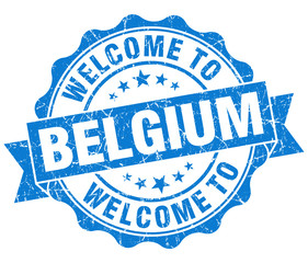 Obraz premium Welcome to Belgium blue grungy vintage isolated seal