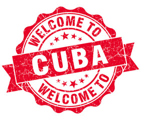Welcome to Cuba red grungy vintage isolated seal