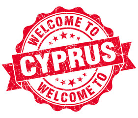 Welcome to Cyprus red grungy vintage isolated seal