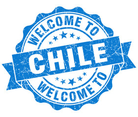 Fototapeta premium Welcome to Chile blue grungy vintage isolated seal