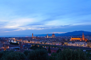 Historic centre of Florence at dusk in Italy