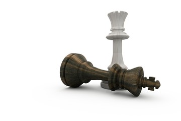 White queen standing over fallen black king