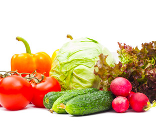fresh vegetables isolated on white background