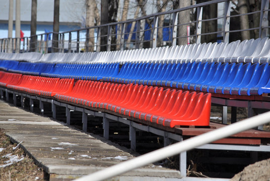 rows of seats in the stadium.
