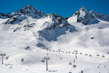 Fototapeta na wymiar Ski resort of Neustift Stubai glacier Austria