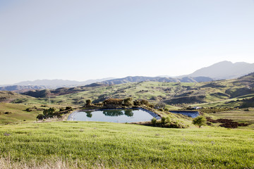 Fototapeta premium Deposito de agua para riego en agricultura.