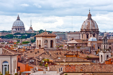 Fototapeta na wymiar Panorama view of Rome roofs