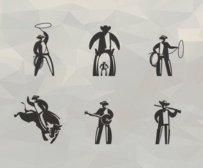 Cowboy icons. Vector format