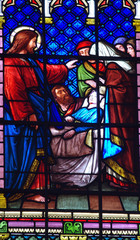 Fototapeta premium Jesus curing a sick lady